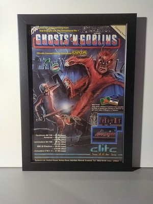 Ghosts N Goblins C64 Amstrad Werbeblatt Poster Gerahmt Ad Page Framed Werbung 