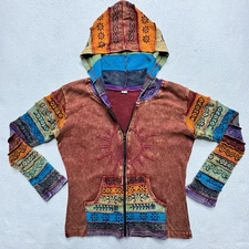 (S/M) Greater Good Network Hoodie Womens Red Rainbow Sweater