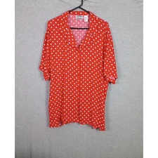 Vintage Women Short Sleeve Shirt 26W Red White Polka Dots Separate Issue