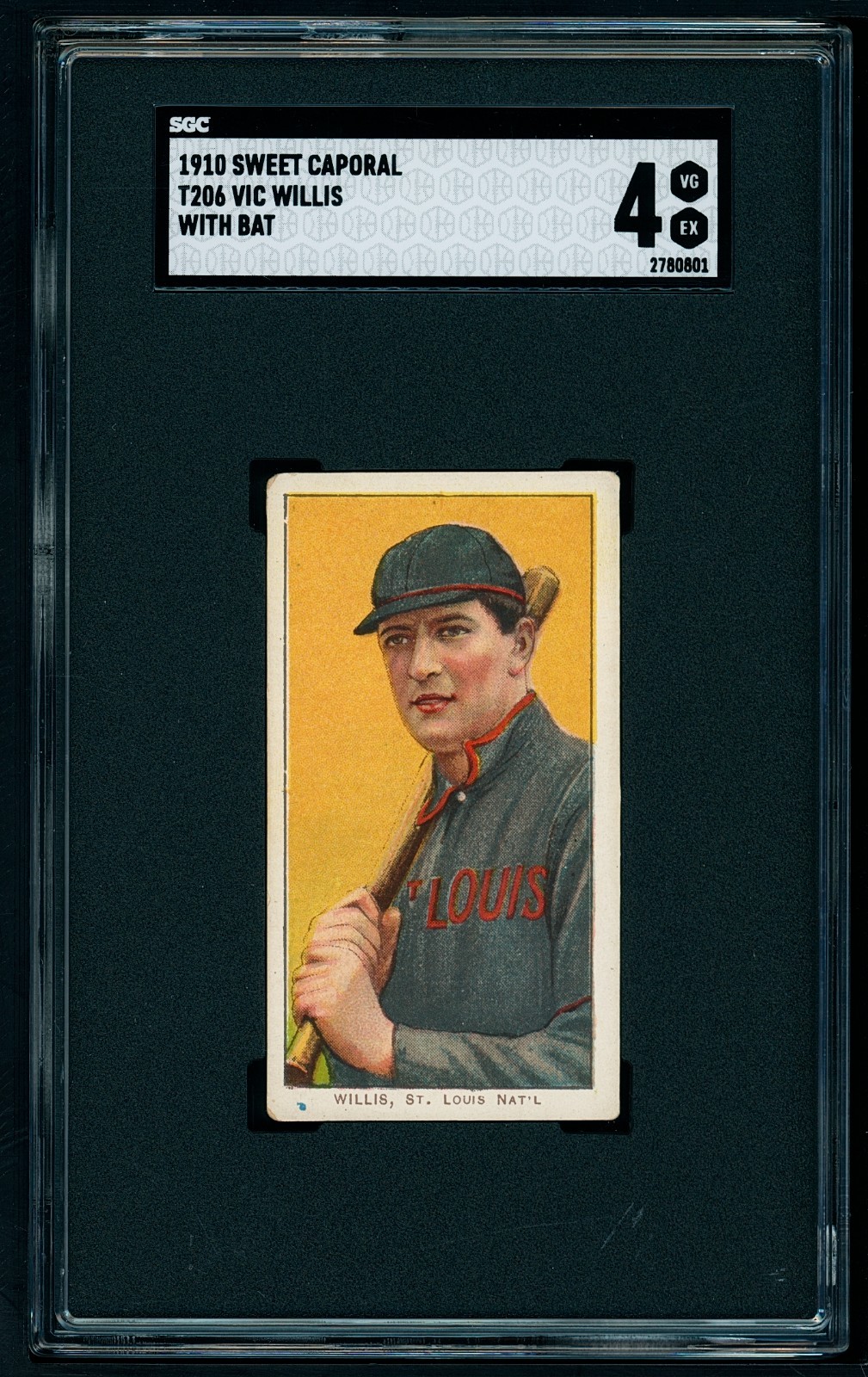 1909-11 T206 Sweet Cap - Vic Willis (HOF) With Bat - SGC 4 Stunner
