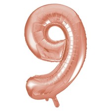 Unique Rose Gold Number 9 Shaped Foil Balloons 34 Premium Quality Party large