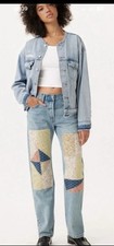 Genuine Levi’s 501 Patchwork Floral Straight Leg Denim Jeans