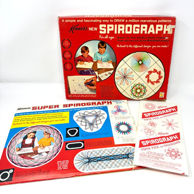 Kenner's Vtg 1967 Spirograph 401 Set w/Instruction Book Baseboard & Extra Paper