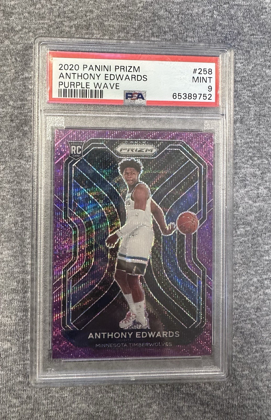 2020-21 Panini Prizm - Purple Wave Prizm #258 Anthony Edwards (RC)