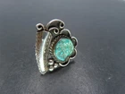 Vtg Sterling Silver & Turquoise Ring, Unsigned, Size 6.75, 7.8g