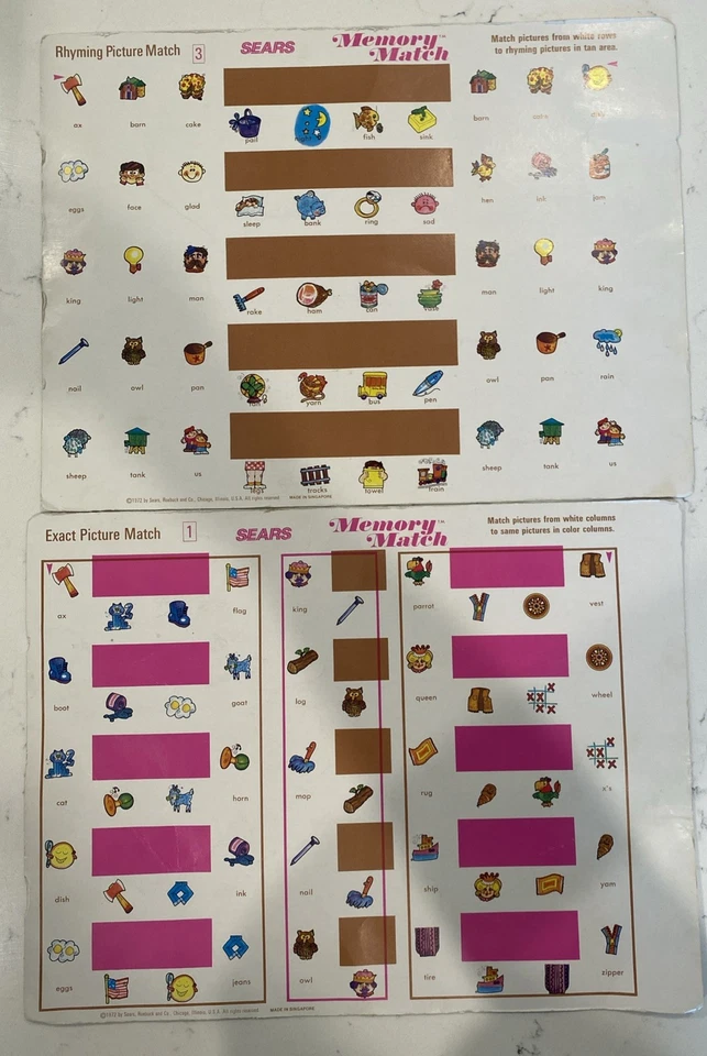 Vintage 1972 Memory Match Game Only At Sears 6 Games - Image 4 of 4