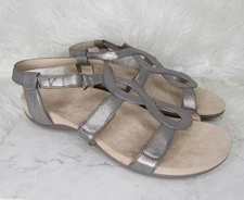 Vionic Jodie Silver Pewter Strappy Sandals Women's Size 9 NWOB