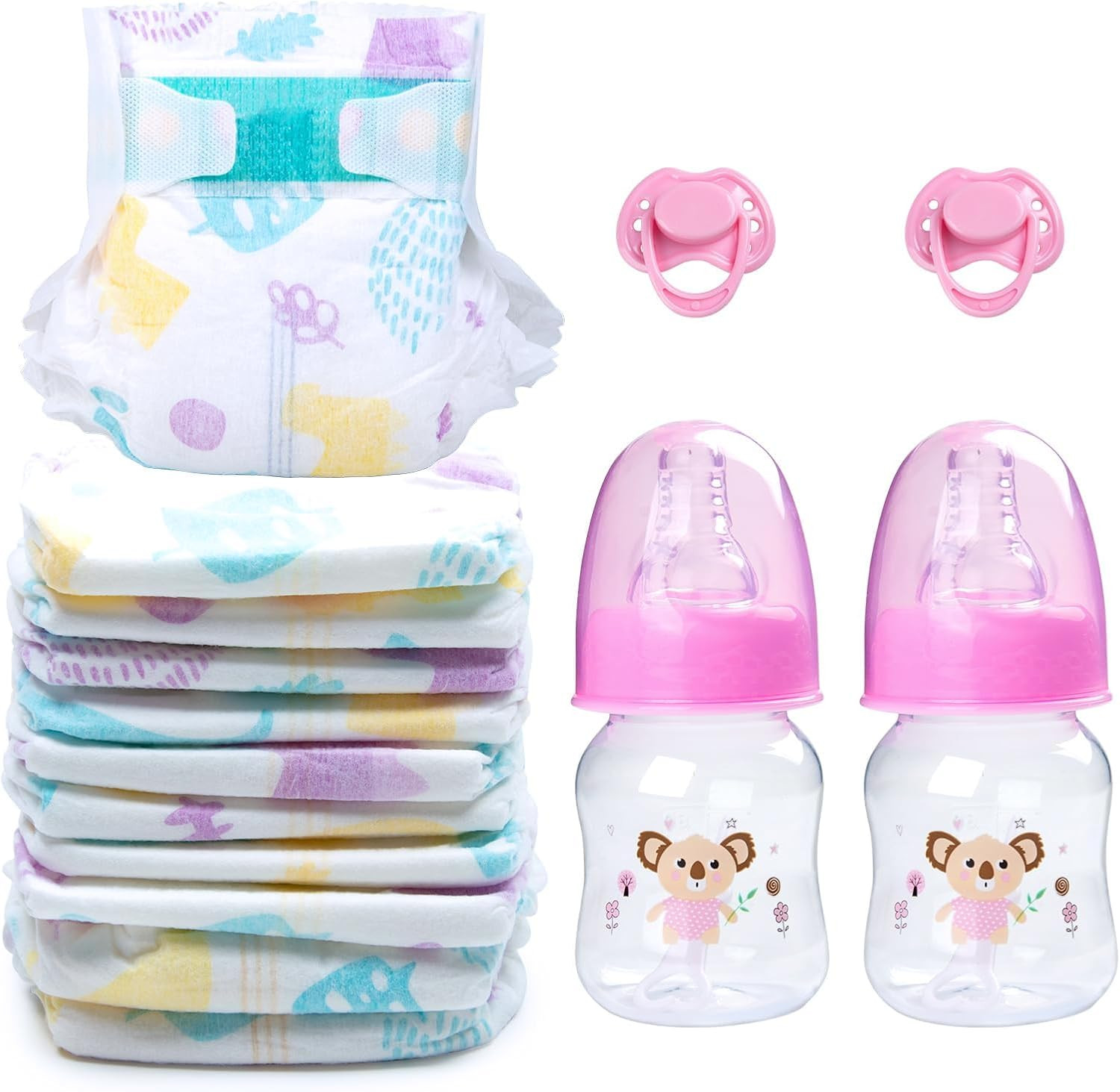 14 pcs Reborn Baby Doll Accessories with Feeding Set - Includes 10 Reborn Baby D