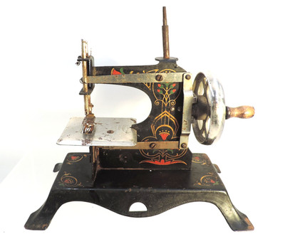 Vintage Casige Germany Black Painted Metal 8'' Children Sewing Machine Toy