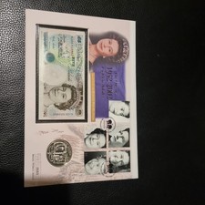 Ltd Edn 2002 Queen Elizabeth lI's Golden Jubilee Silver Coin and Banknote FDC