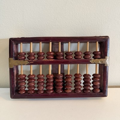Vintage Chinese Lotus Flower Brand Abacus 9 Rods, 63 Beads