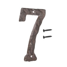 House Numbers and Letters, 6 Inch Cast Iron Address Number Number 7, Brown 