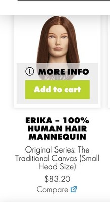 Pivot Point Mannequin Head Auburn Brown Gray Human Hair Cosmetology, ERIKA