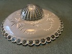 Antique Frosted Glass Lamp Shade with Clear Beaded Art Deco-11" dia. With Chains — photo 8