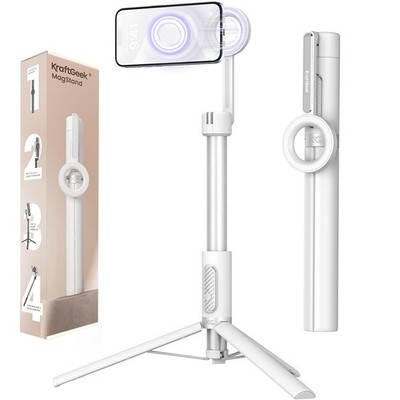 KraftGeek Magnetic Phone Tripod for iPhone Magsafe, 64 Inches-White, White 