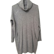 Simply Couture Cowlneck Gray Sweater Pocket Drop Shoulder Tunic Dress Medium