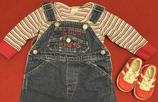 Boys 3-6 Months Evil Chucky Doll Baby Costume Overalls Romper Painted Shoes sz 1