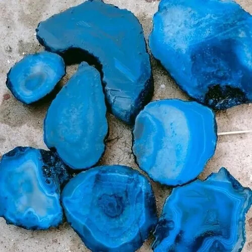 Blue Brazil Agate Stone Table Top, Dining Table Living Room Interiors Handmade - Picture 6 of 7