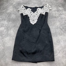 Scott McClintock Dress Women 12P Black White Lace Jacquard Prom Gala VTG USA