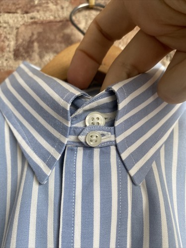 Vtg Polo Ralph Lauren Men’s Dress Shirt, Sz 15.5/34, Blue/White Stripe - Picture 5 of 9
