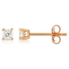 Sterling Silver CZ Stud Earrings Butterfly Pushback Rose Gold Plated