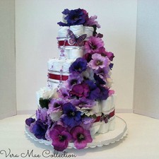 Beautiful Diaper Cake With Butterflies, Table Top Centerpiece, For A Baby Shower
