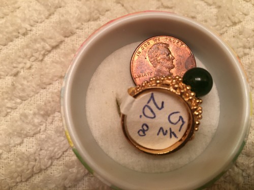 Green Nephrite? Jade? Gold-Tone Ring Sizes 5.5, 6, 6.5, 7 & 8 BEAUTIFUL - Picture 3 of 3