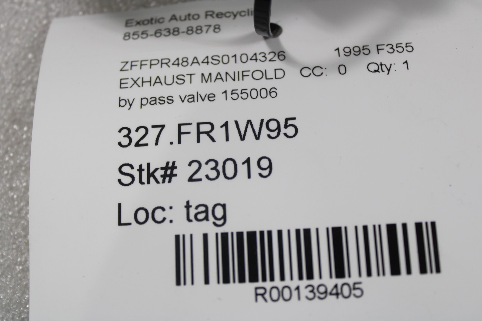 Ferrari F355, By-Pass Valve, Used, P/N 155006