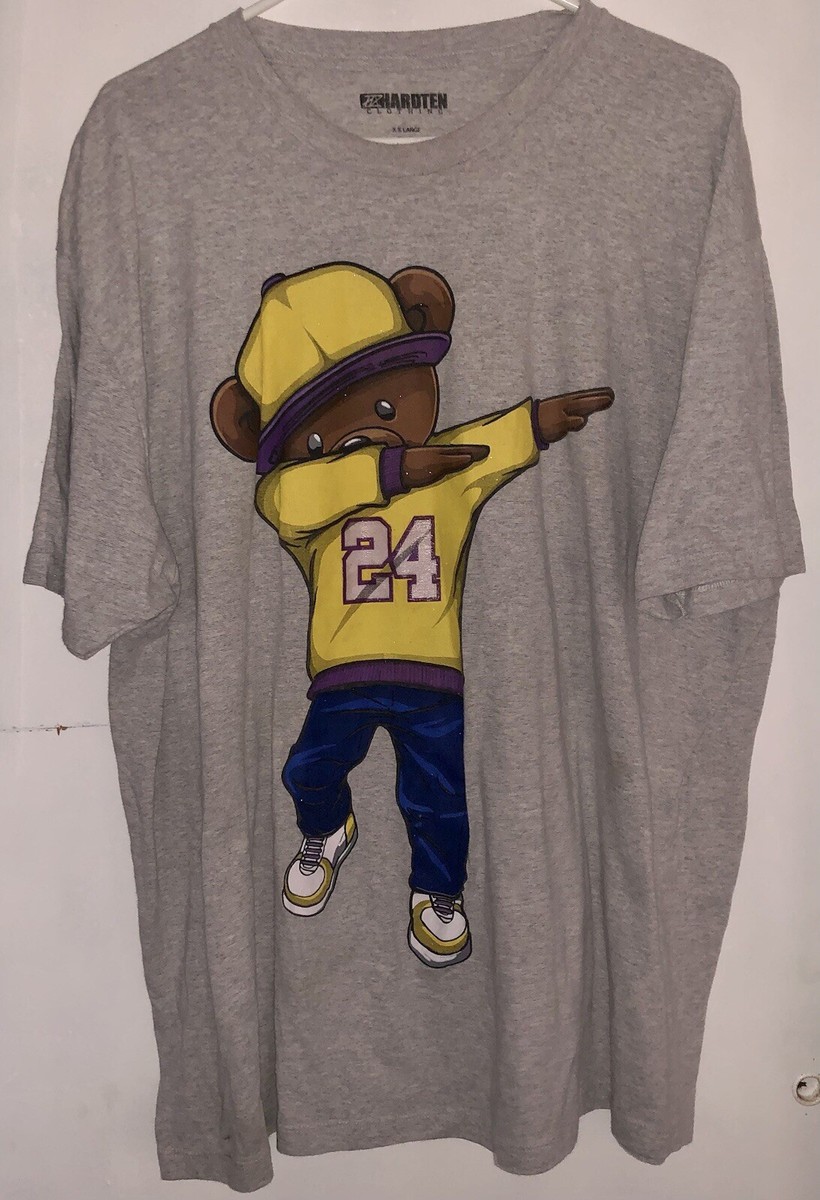 Hard Ten Clothing Co 2XL Gray Teddy Bear in Kobe Bryant #24 LA Lakers Theme