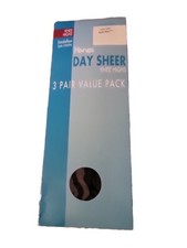 Hanes Day Sheer Knee Highs One Size Barely Black 3 Pair Sandalfoot OG096