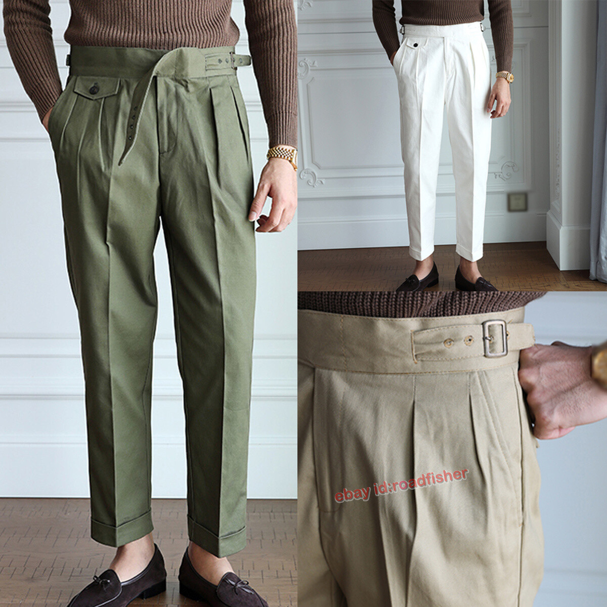 Retro Gurkha Pants Men's Casual Army Trousers Cotton Paris