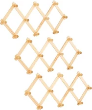 Set of 3 RAM-PRO Accordion Style Wood Expandable Wall Rack for Hat, Cap, Belt,