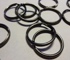 12 KEY RINGS 20mm Approx 3/4" Split Ring ~ Black GUN METAL Finish Steel Findings