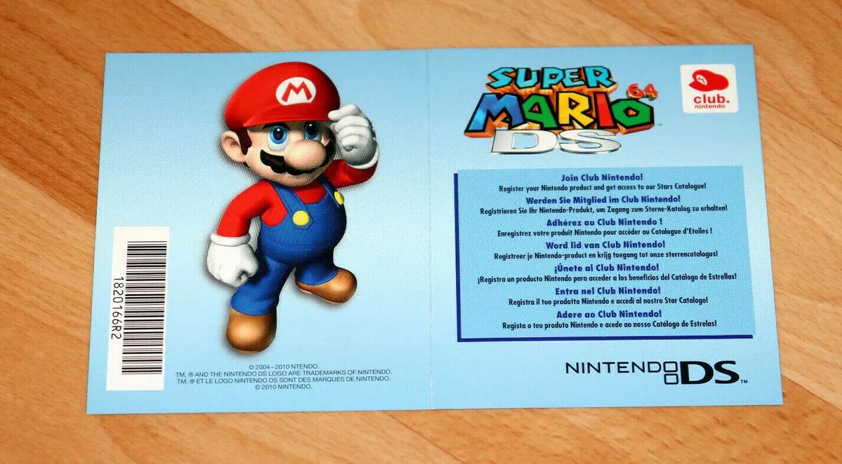 Pokémon Black and White Super Mario 64 DS Club Nintendo Flyer AD Point Card