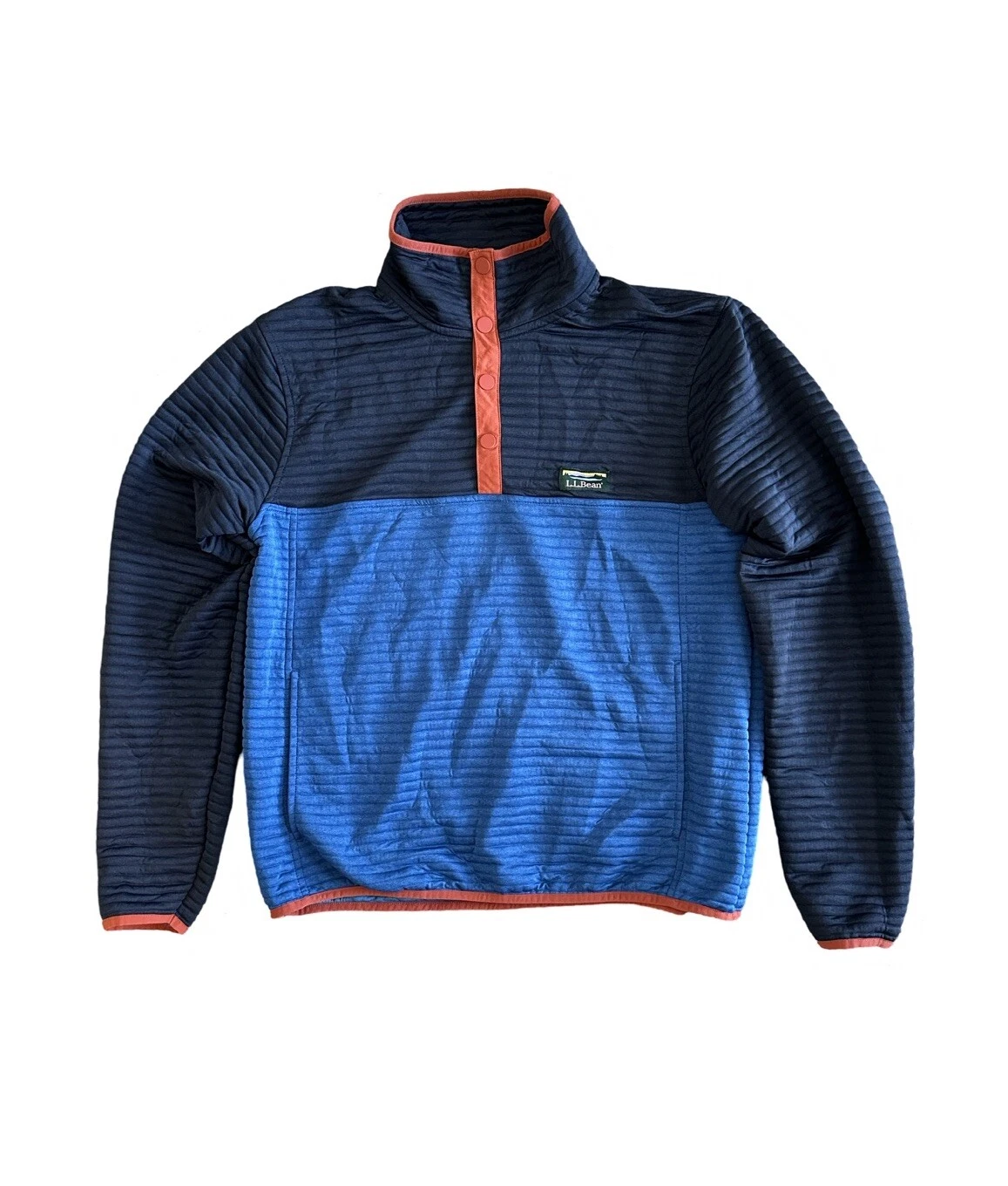 LL Bean Snap T Fleece Pullover Jacket Blue Camper Hiking Outdoor Men’s Medium