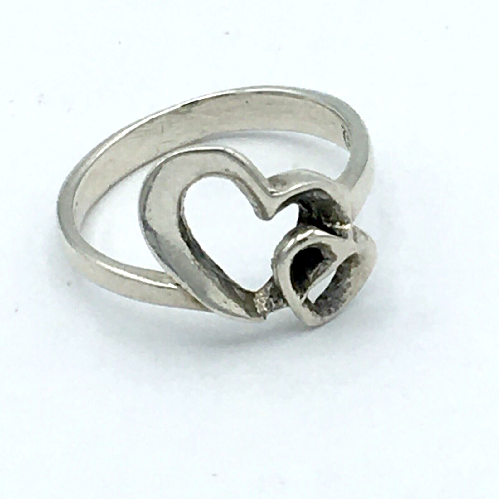 DOUBLE interlocking HEART sterling silver ring - … - image 4