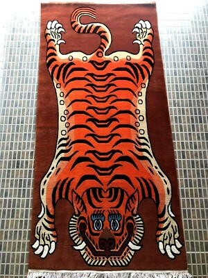 HAND WOVEN TIBETAN RUG Tiger チベタンラグ カーペット 絨毯 タイガー 