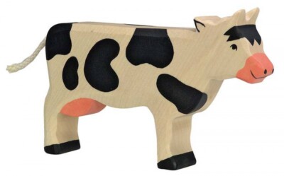 Holztiger 80003 Kuh, stehend, schwarz Holzfigur bemalt