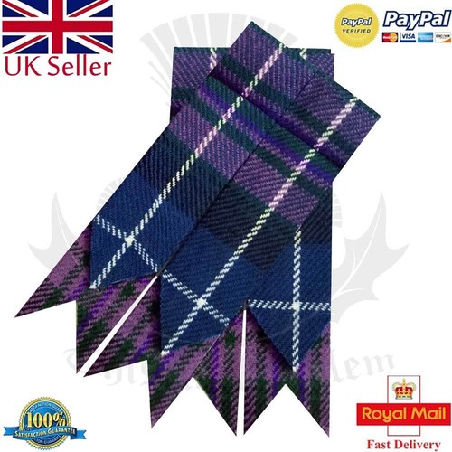 Scottish Kilt Hose Sock Flashes Various Tartan Garter Pointed Acrylic Wool Flash - Picture 13 of 21