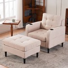 Accent Chairs Single Sofa Upholstered Armchair Leisure Chair w/ Storage Ottoman