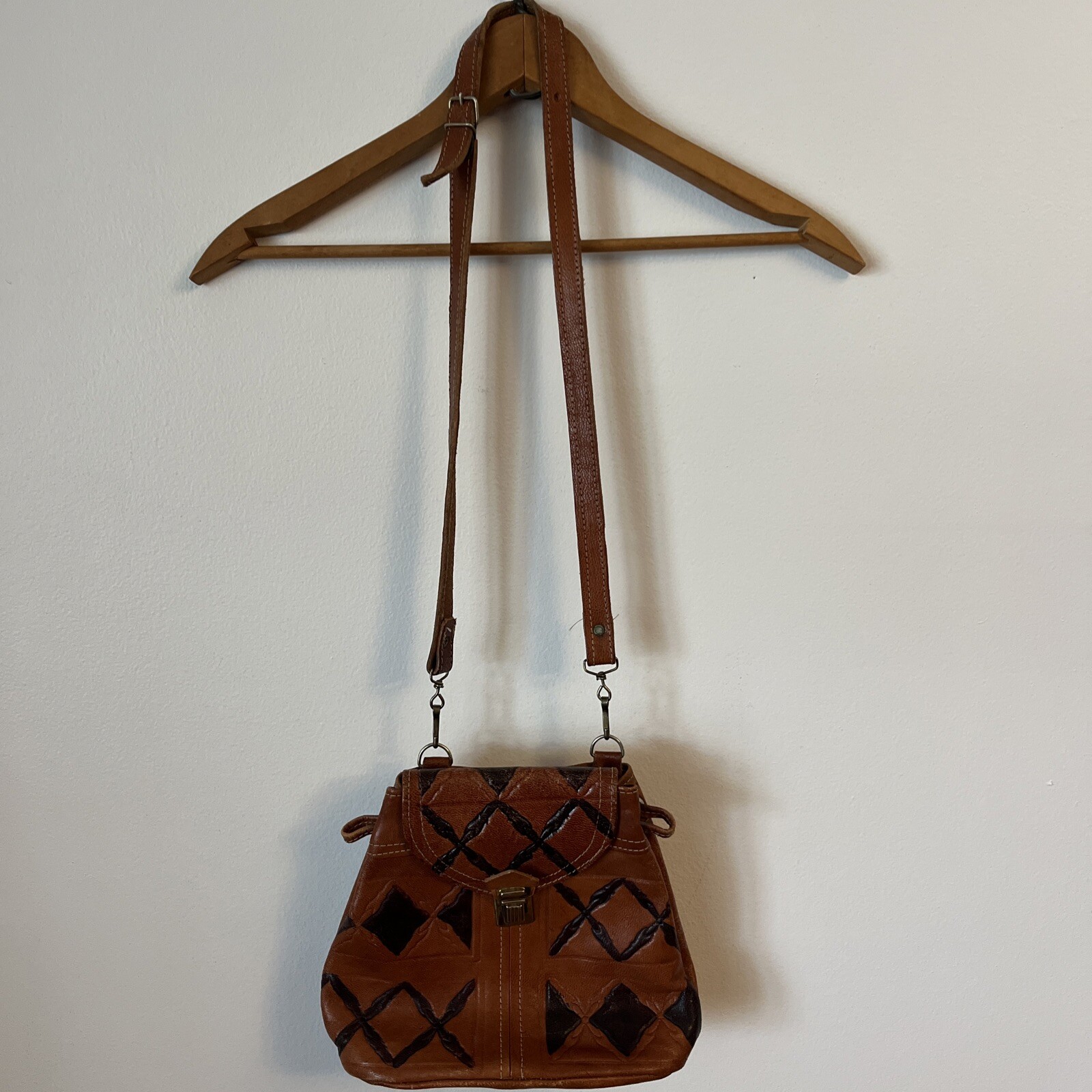 Vintage Tooled Patchwork Leather Artisan Black Br… - image 2