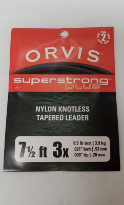 Orvis SuperStrong Plus Nylon Knotless Tapered Leader 7 1/2ft 3x 3.9kg .20mm