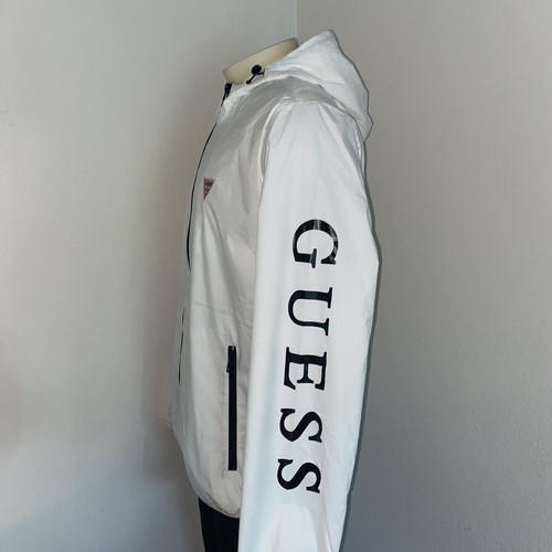 GUESS WHITE WINDBREAKER JACKET MENS NEW - Picture 5 of 6