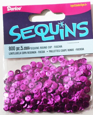 Darice Economy Craft ~ CUP SEQUINS ~ Size: 5mm Color: FUCHSIA Qty in Pack: 800