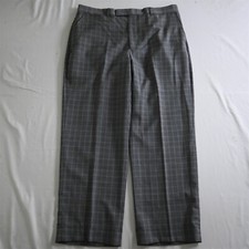 Austin Reed 36x30 Gray Plaid Windsor Woolens 100 Wool Flat Front Dress Pants