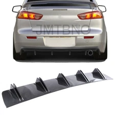 For Mitsubishi Lancer 08-17 Carbon Rear Diffuser Fin Bumper Lip Splitter Spoiler