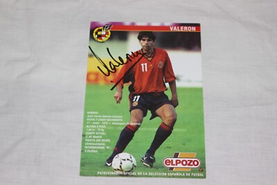Photographie Größe Postkarte von Der Spieler Auswahl Aus Spanien Valeron Mit Ihr