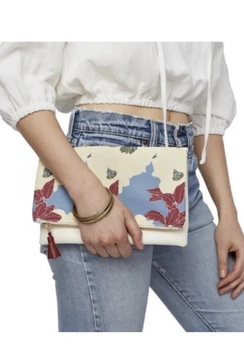 Rachel pally zip closure purse fold over clutch Ivory cream floral - 第 1/9 張圖片