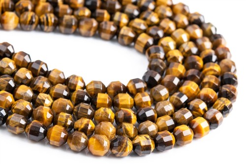 Tambor bicono facetado ojo de tigre amarillo 8-9x7-8 mm AA cuentas sueltas naturales - Imagen 2 de 4
