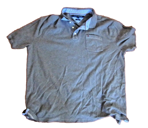 Tommy Hilfiger Mens Short Sleeve Classic Fit Polo, Gray, Big Tall, 3XL